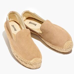 Soludos Women's Blush Tan Suede Platform Smoking Slipper Size 8
